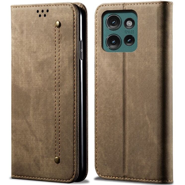 Чохол-книжка UniCase Jeans Wallet для Motorola Edge 50 Neo - Khaki: фото 1 з 6