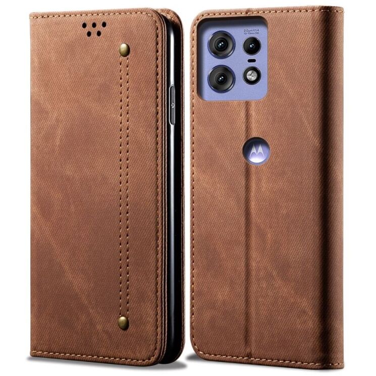 Чехол-книжка UniCase Jeans Wallet для Motorola Edge 50 Pro - Coffee: фото 1 из 6