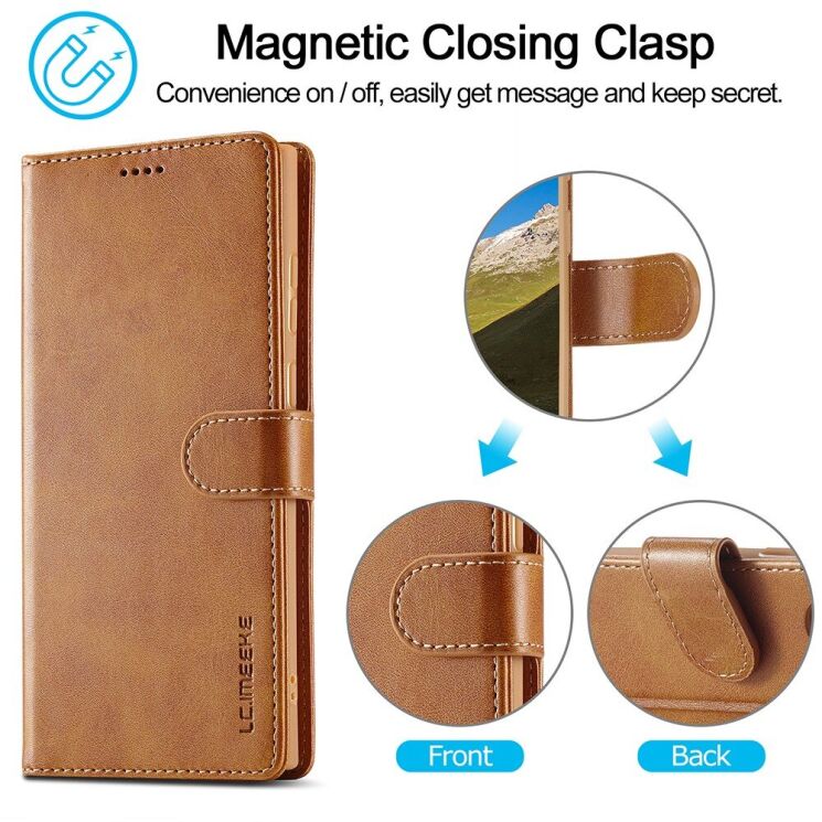 Чехол LC.IMEEKE Wallet Case для Samsung Galaxy S22 Ultra - Dark Brown: фото 9 из 10