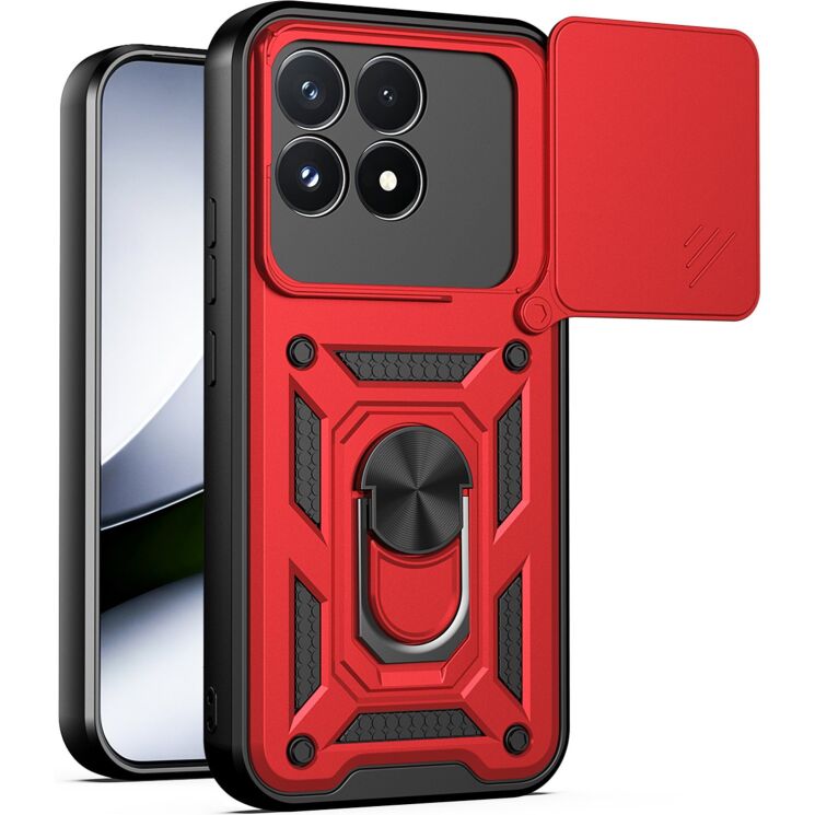 Чехол с защитой камеры Deexe Armor Shield для Xiaomi Poco F9 Pro - Red: фото 1 из 9