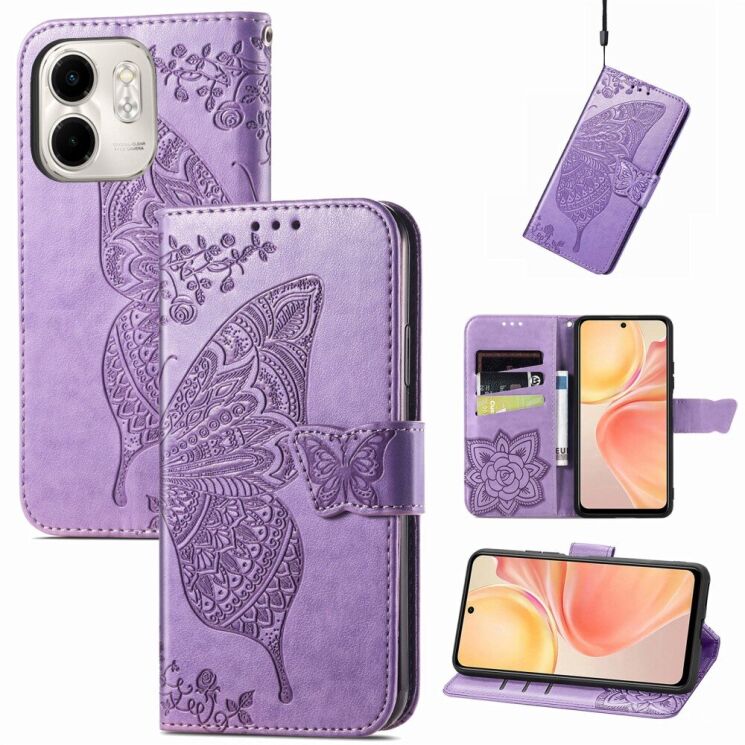Чохол UniCase Butterfly Pattern для Infinix Smart 9 (X6532) - Light Purple: фото 4 з 6