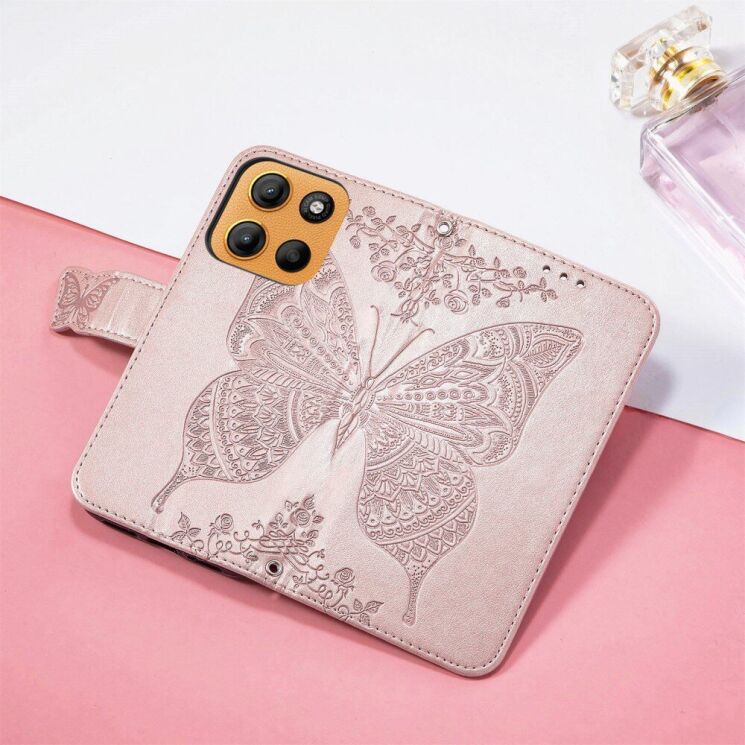 Чехол UniCase Butterfly Pattern для Motorola Moto G15 - Rose Gold: фото 9 из 14