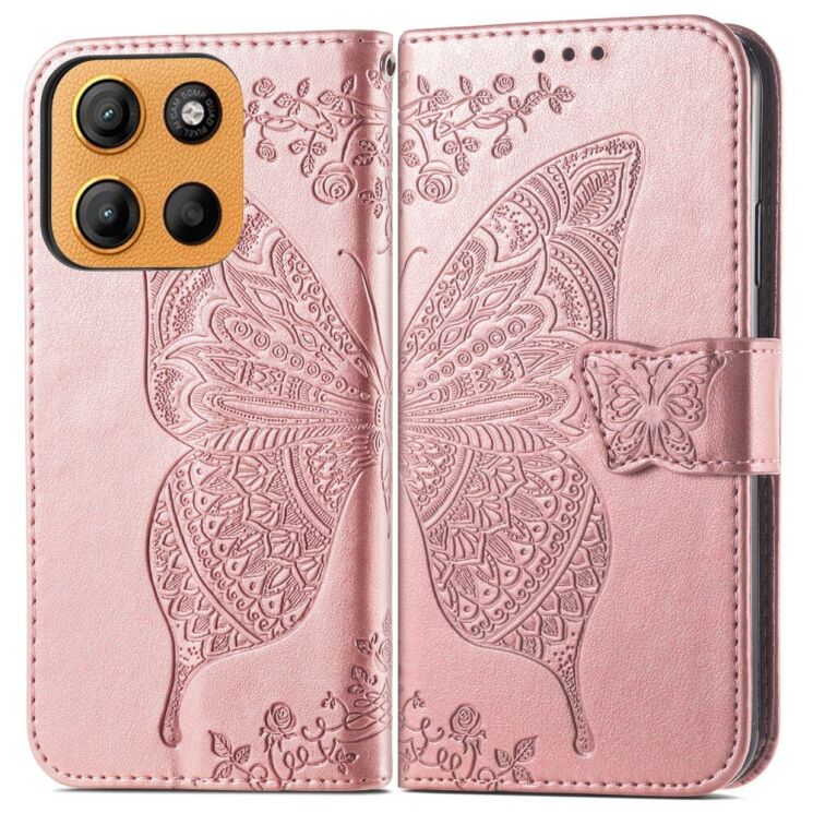 Чехол UniCase Butterfly Pattern для Motorola Moto G15 - Rose Gold: фото 2 из 14