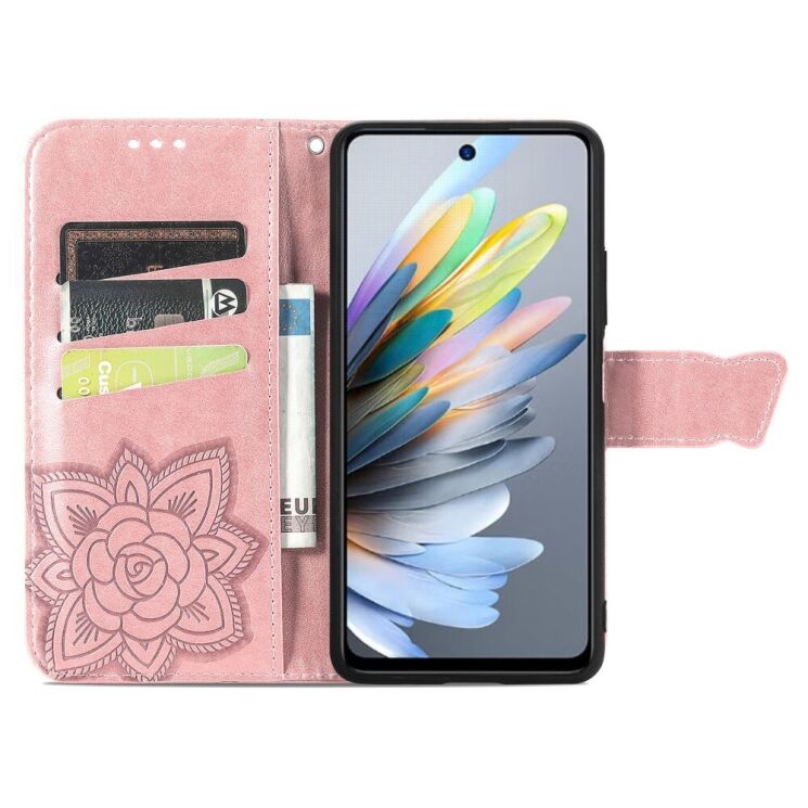 Чехол UniCase Butterfly Pattern для Motorola Moto G15 - Rose Gold: фото 3 из 14
