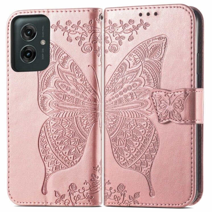 Чехол UniCase Butterfly Pattern для Motorola Moto G55 - Rose Gold: фото 1 из 7