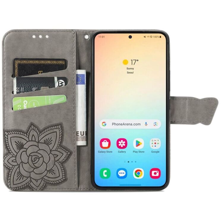 Чохол UniCase Butterfly Pattern для Samsung Galaxy S24 Plus - Grey: фото 2 з 5