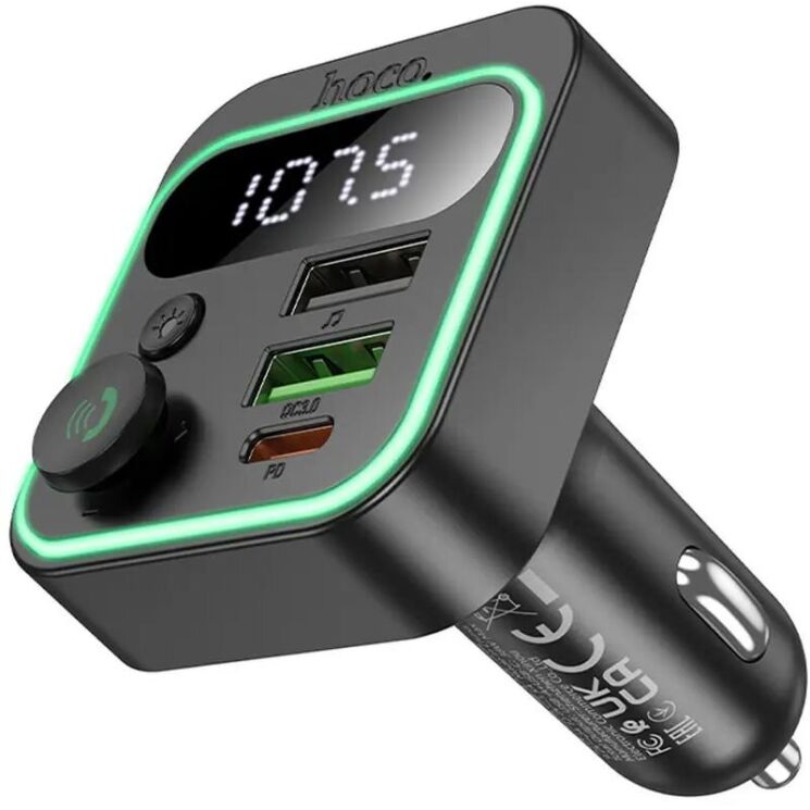 FM модулятор Hoco E85 Tiger PD20W + QC3.0 - Black: фото 2 из 8