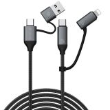 Кабель DEVIA EC504 Extreme Speed Series USB+Type-C to Type-C+Lightning 60W (3A, 1.5m) - Black: фото 1 из 10