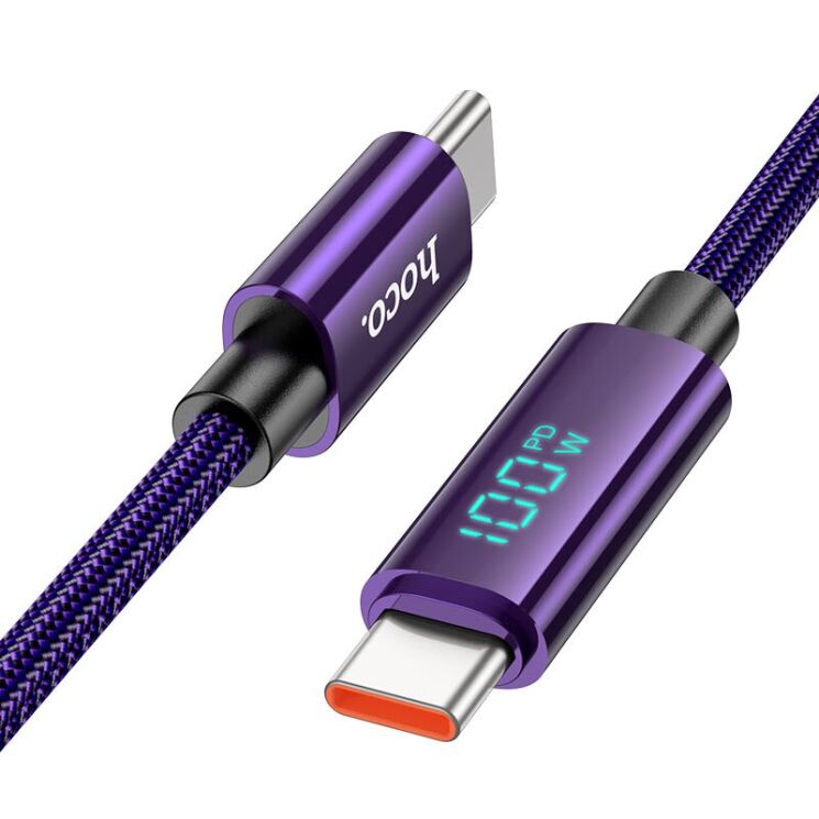 Кабель Hoco U125 Benefit 100W Type-C to Type-C (1.2m) - Purple: фото 2 з 6