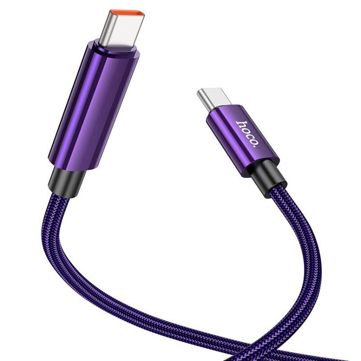 Кабель Hoco U125 Benefit 100W Type-C to Type-C (1.2m) - Purple: фото 3 з 6