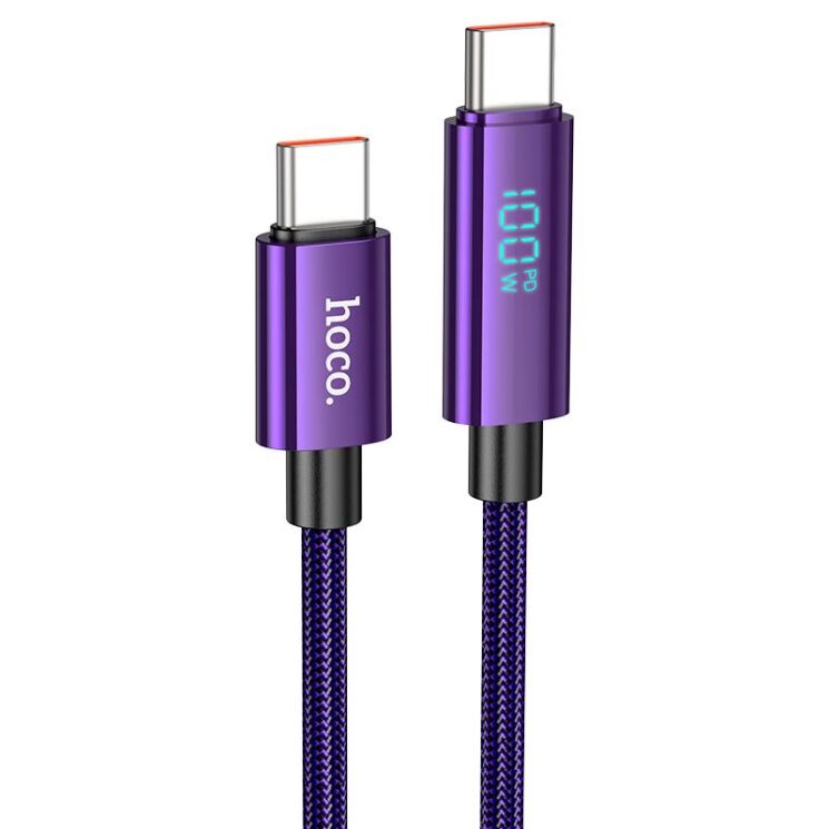 Кабель Hoco U125 Benefit 100W Type-C to Type-C (1.2m) - Purple: фото 1 з 6