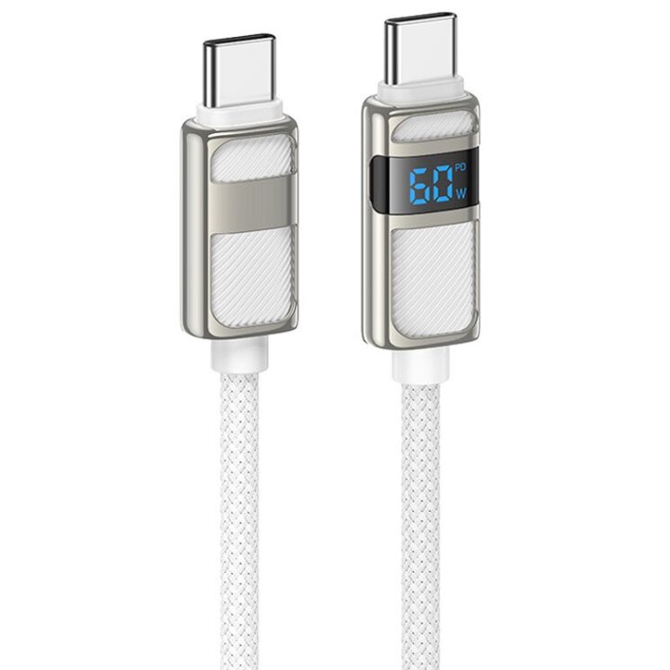Кабель Hoco U137 Type-C to Type-C (60W, 3A, 1.2m) - White: фото 1 из 6