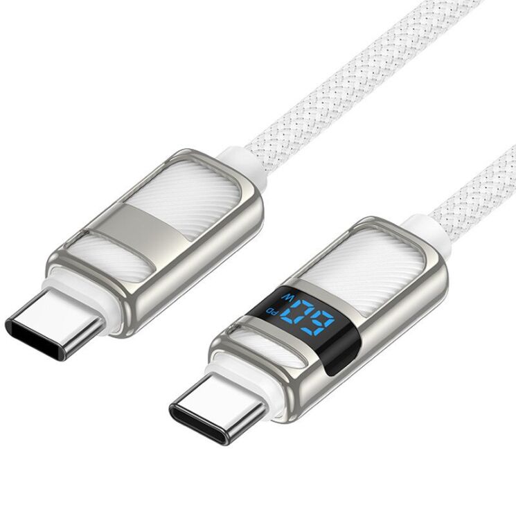 Кабель Hoco U137 Type-C to Type-C (60W, 3A, 1.2m) - White: фото 2 из 6