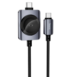 Кабель із бездротовою зарядкою Hoco CW66 2 in 1 Type-C to Apple Watch + Type-C (100W, 1.2m) - Black: фото 1 з 8