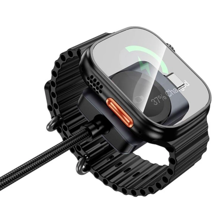 Кабель із бездротовою зарядкою Hoco CW66 2 in 1 Type-C to Apple Watch + Type-C (100W, 1.2m) - Black: фото 6 з 8