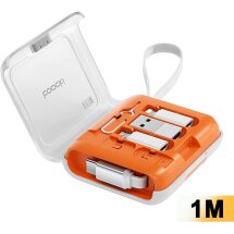 Кабель з комплектом адаптерів TOOCKI TX130C2 Retractable - White / Orange: фото 1 з 9