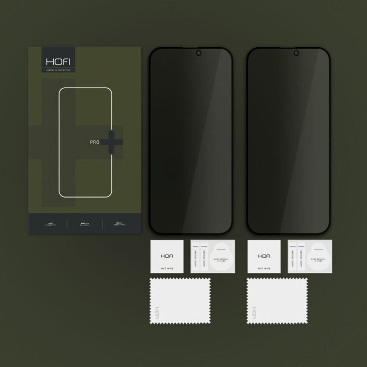 Комплект захисних стекол (2шт) HOFI Anti Spy Glass Pro+ для Apple iPhone 16 Pro Max - Black: фото 6 з 6