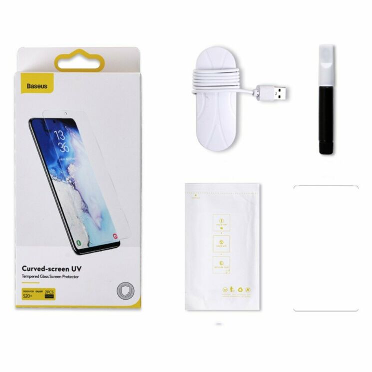 Комплект защитных стекол BASEUS Full Cover UV 0.25mm для Samsung Galaxy S20 Plus (G985): фото 13 из 15