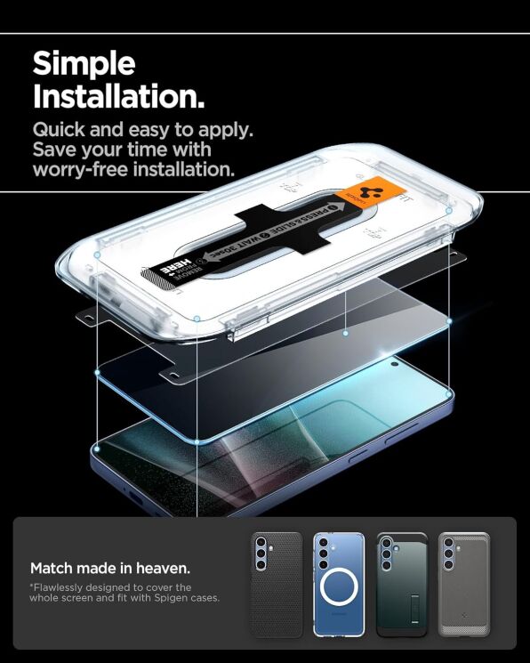 Комплект защитных стекол Spigen GLAS.tR EZ Fit Privacy для Samsung Galaxy S24 Plus (S926) / Galaxy S25 Plus (S936) AGL09307: фото 4 из 7