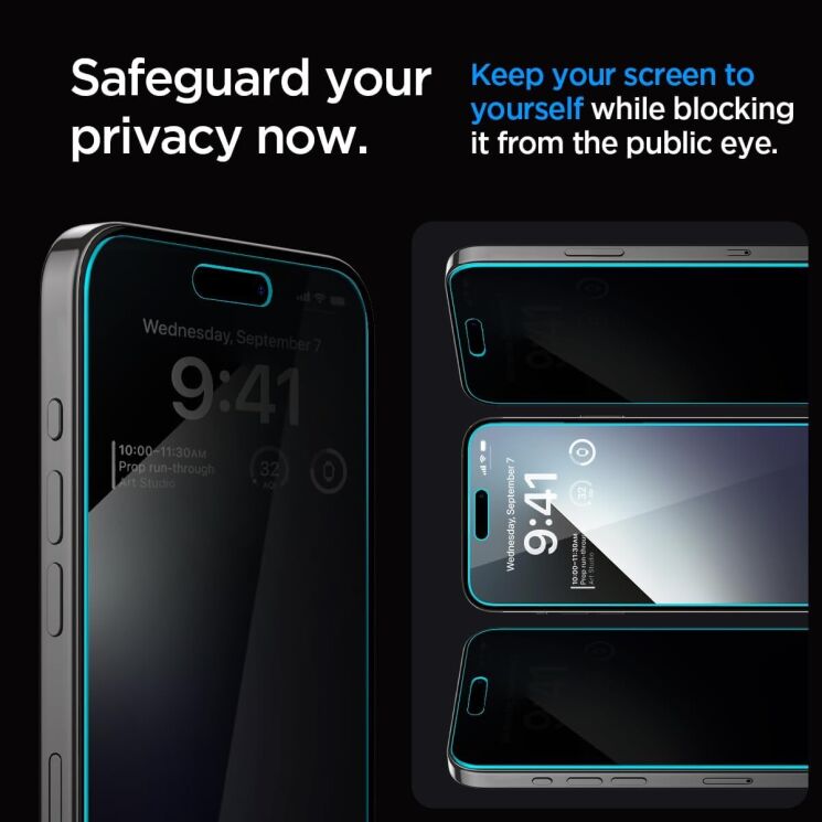 Комплект защитных стекол Spigen (SGP) GLAS.tR EZ Fit Privacy для Apple iPhone 15 Pro Max: фото 4 из 8