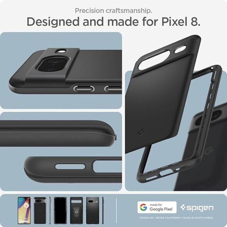 Пластиковый чехол Spigen (SGP) Thin Fit для Google Pixel 8 - Black: фото 12 из 17