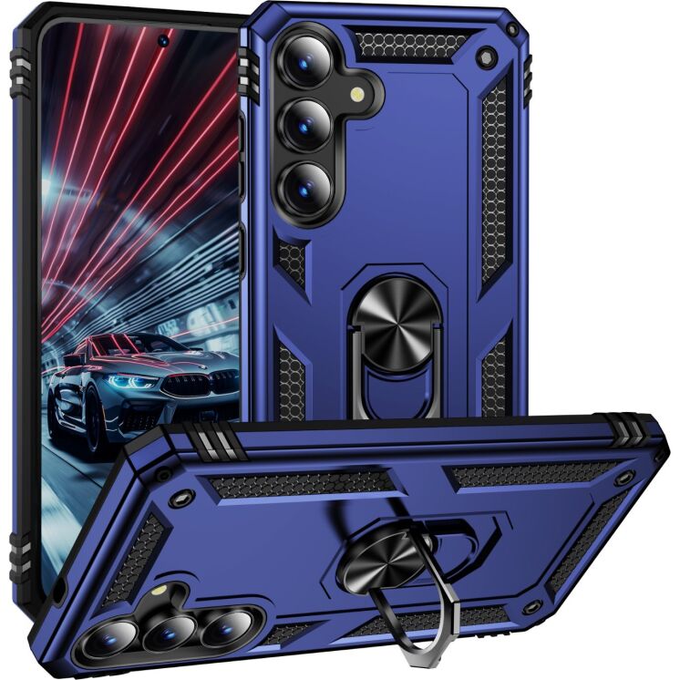 Противоударный чехол с подставкой Deexe Armor Case для Samsung Galaxy S26 FE - Blue (412722L) Противоударный чехол с подставкой Deexe Armor Case для Samsung Galaxy S26 FE - Blue: фото 1 из 7