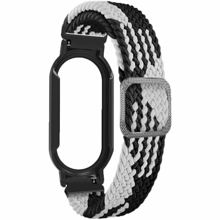 Ремешок Deexe Braided Nylon для Xiaomi Mi Smart Band 8 - Black White+Black Case: фото 3 из 3