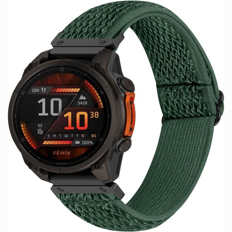 Ремінець Deexe Knitted Strap для Garmin Fenix 8 (47mm) / Fenix E (47mm) / Quatix 8 (47mm) - Army Green: фото 2 з 5
