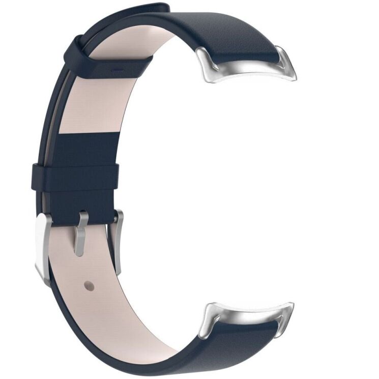 Ремешок Deexe Leather Strip для Xiaomi Mi Smart Band 8 / 9 - Dark Blue: фото 5 из 6