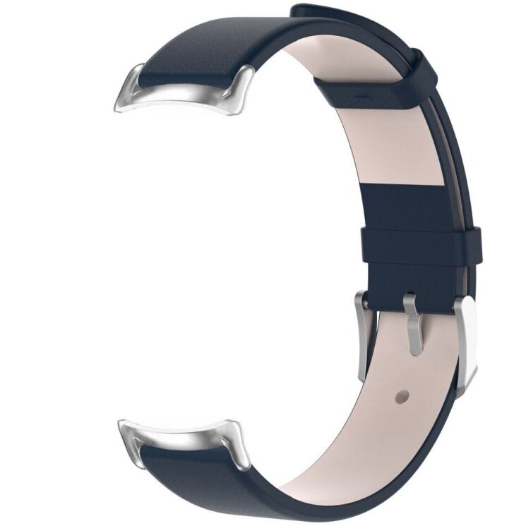 Ремешок Deexe Leather Strip для Xiaomi Mi Smart Band 8 / 9 - Dark Blue: фото 4 из 6