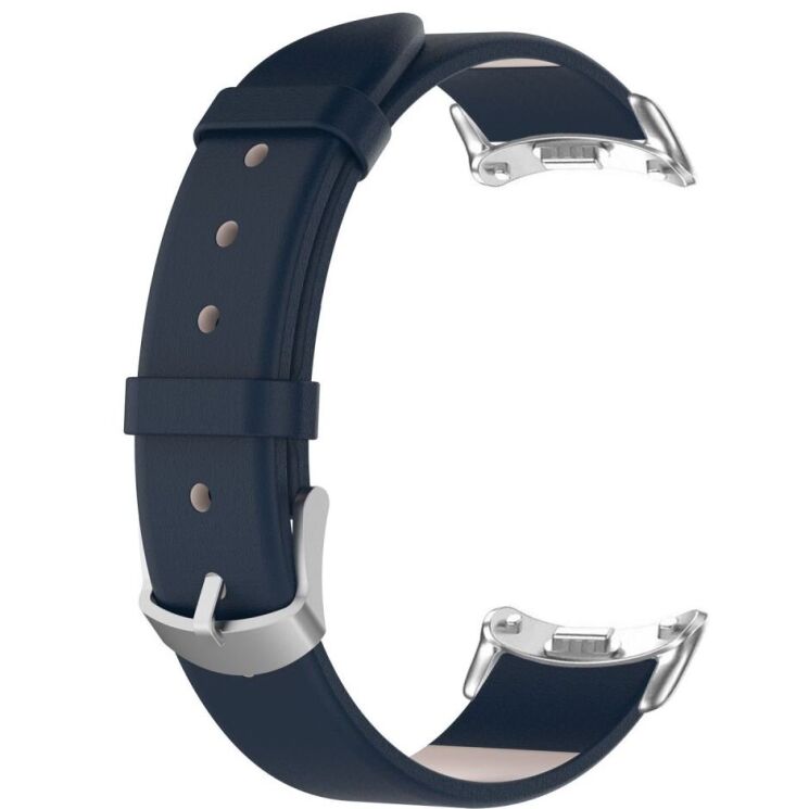 Ремешок Deexe Leather Strip для Xiaomi Mi Smart Band 8 / 9 - Dark Blue: фото 3 из 6