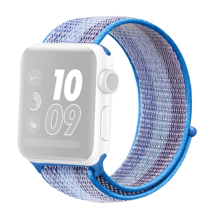 Ремінець Deexe Nylon Loop для Apple Watch 42 (Series 10/11) / 41 / 40 / SE 40 / 38 - Stripe Lake Blue: фото 1 з 6