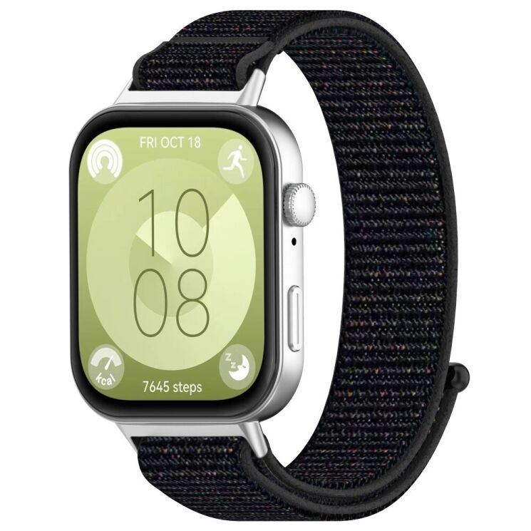 Ремешок Deexe Nylon Loop для Huawei Watch Fit 3 - Official Black: фото 3 из 7