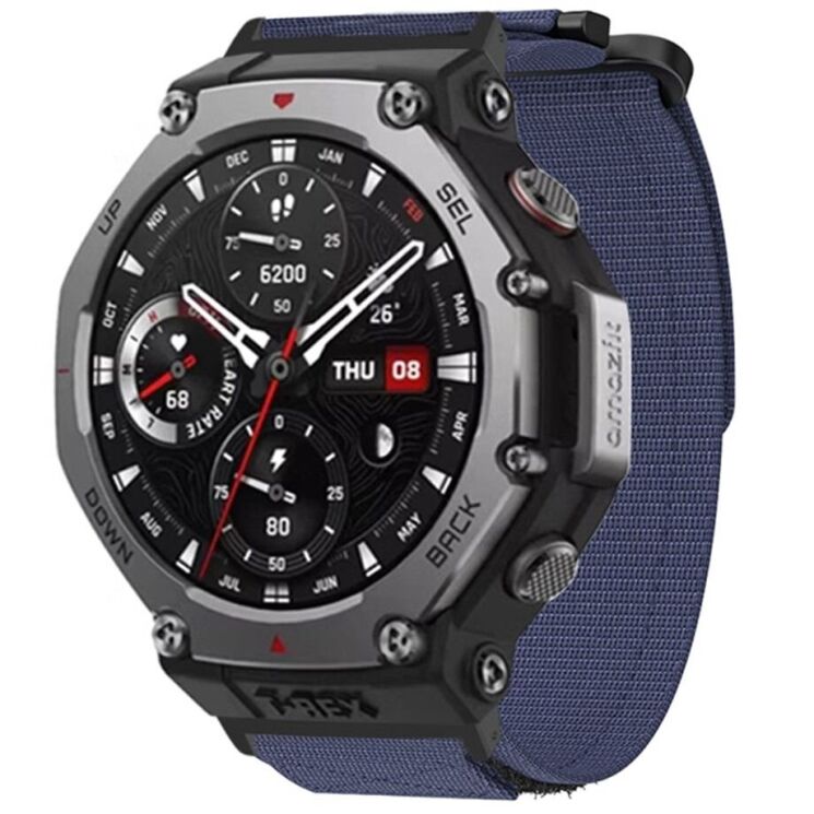 Ремінець Deexe Nylon Magic Tape для Xiaomi Amazfit T-ReX 3 - Midnight Blue: фото 3 з 4