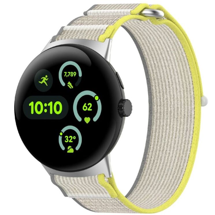Ремешок Deexe Nylon Strap для Google Pixel Watch 3 (45mm) - Yellow / Grey: фото 2 из 6