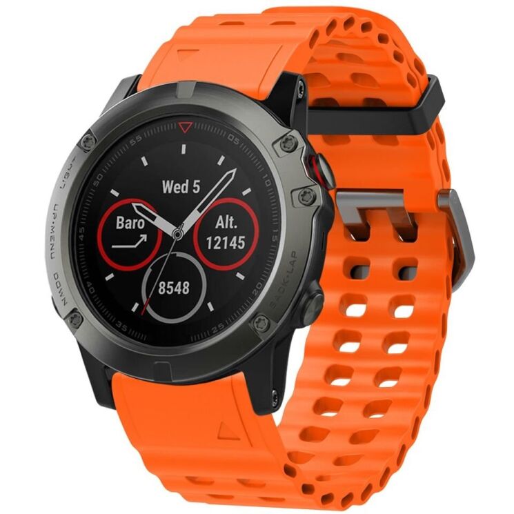 Ремешок Deexe Ocean Strap для часов Garmin c креплением Quick Fit 26mm - Orange: фото 4 из 6