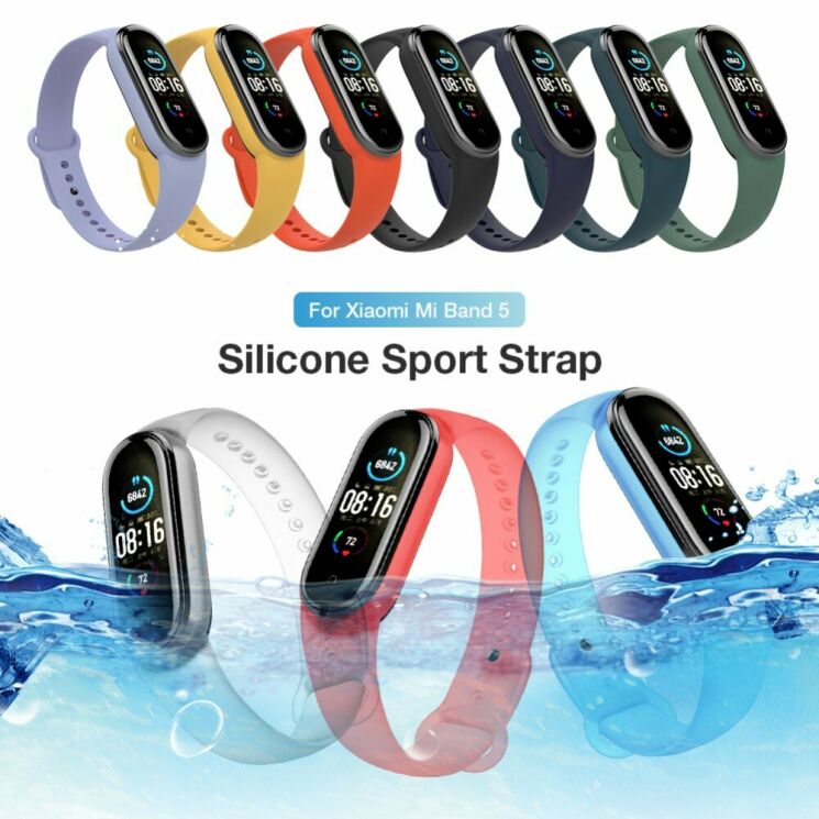 Ремешок Deexe Silicone Wrist для Xiaomi Mi Band 5 / Mi Band 6 / Mi Band 7 - Blue: фото 9 из 11