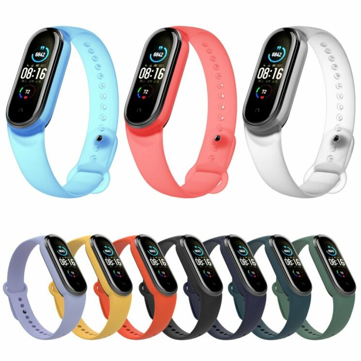 Ремешок Deexe Silicone Wrist для Xiaomi Mi Band 5 / Mi Band 6 / Mi Band 7 - Blue: фото 7 из 11