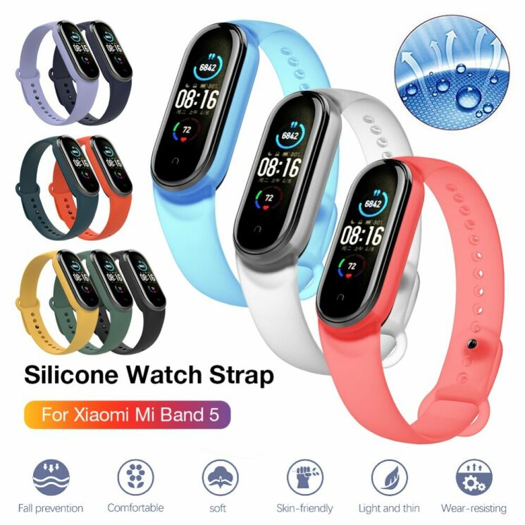 Ремешок Deexe Silicone Wrist для Xiaomi Mi Band 5 / Mi Band 6 / Mi Band 7 - Blue: фото 5 из 11