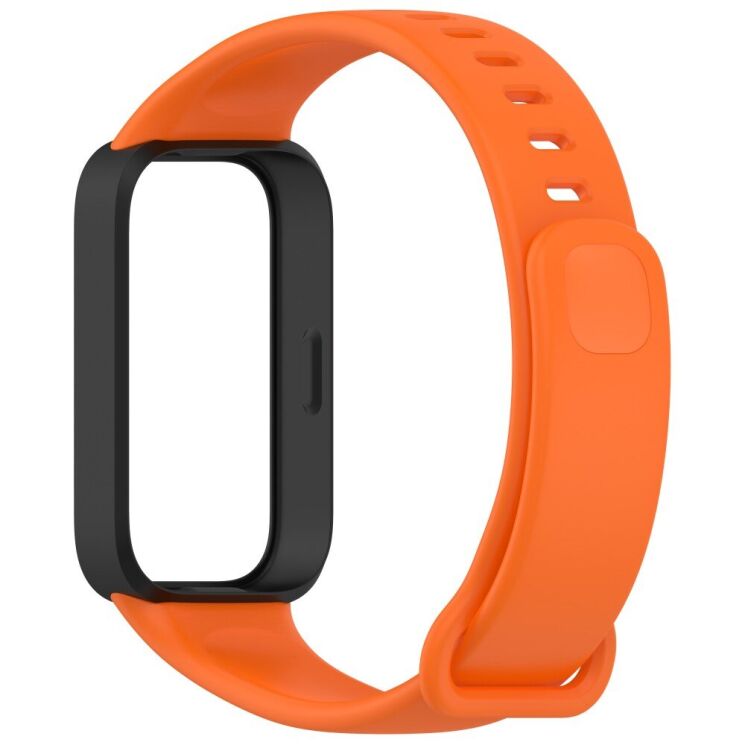 Ремешок Deexe Soft Touch для Xiaomi Mi Smart Band 9 Active / Redmi Band 3 - Black / Orange: фото 3 из 12