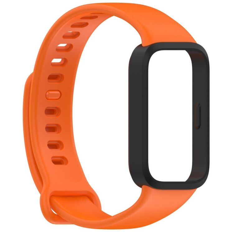 Ремешок Deexe Soft Touch для Xiaomi Mi Smart Band 9 Active / Redmi Band 3 - Black / Orange: фото 4 из 12