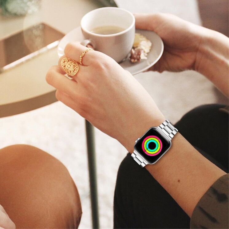 Ремінець Deexe Stainless Steel для Apple Watch 42 (Series 10) / 41 / 40 / SE 40 / 38 - Silver: фото 8 з 8