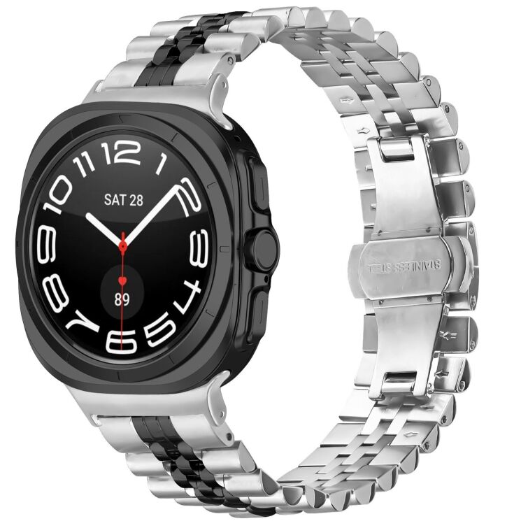 Ремешок Deexe Stainless Steel QuickFit для Samsung Galaxy Watch 8 (40/44mm) / 8 Classic / Ultra (2025) - Silver / Black: фото 3 из 7