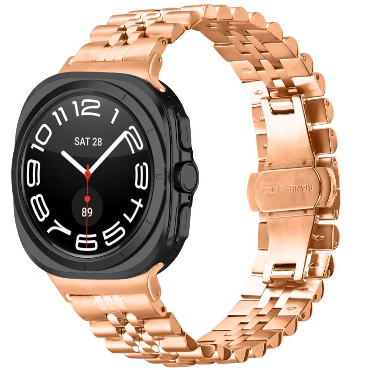 Ремешок Deexe Stainless Steel QuickFit для Samsung Galaxy Watch Ultra (2025) - Rose Gold: фото 3 из 7