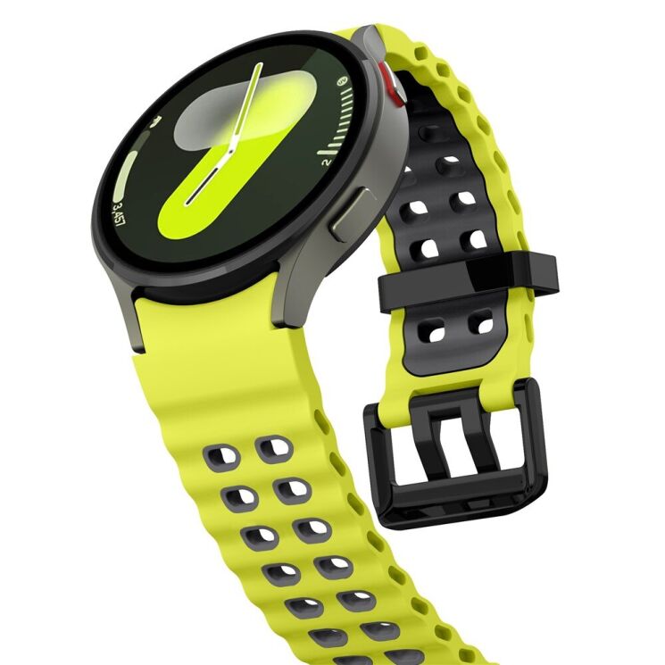 Ремінець KALEBOL Ocean Strap для Samsung Galaxy Watch 4 / 4 Classic / 5 / 5 Pro / 6 / 6 Classic / 7 / FE - Lime / Grey: фото 5 з 9