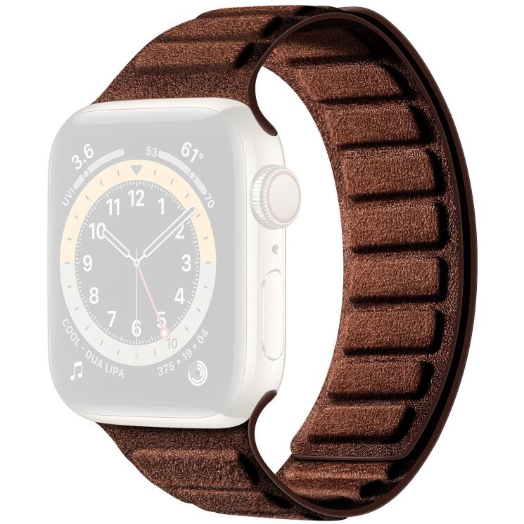 Ремешок Reframe Suede Leather для Apple Watch 46 / 45 / 44 / SE 44 / 42 (Series 1-3) / Ultra / Ultra 2 / Ultra 3 - Dark Coffee: фото 1 из 7