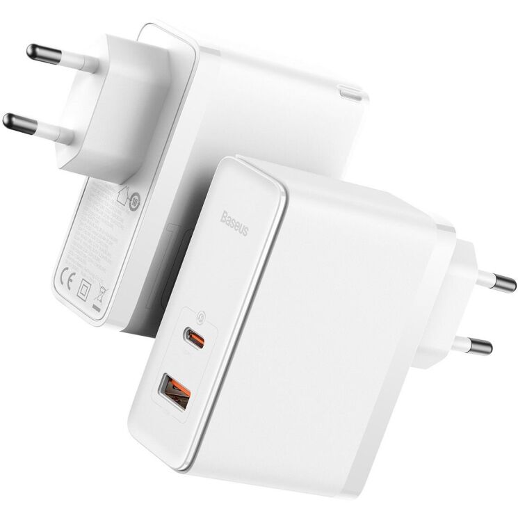 Сетевое зарядное устройство Baseus GaN5 Pro Fast Charger C+U 100W + кабель Type-C to Type-C (100W, 1m) CCGP090202 - White: фото 5 из 27