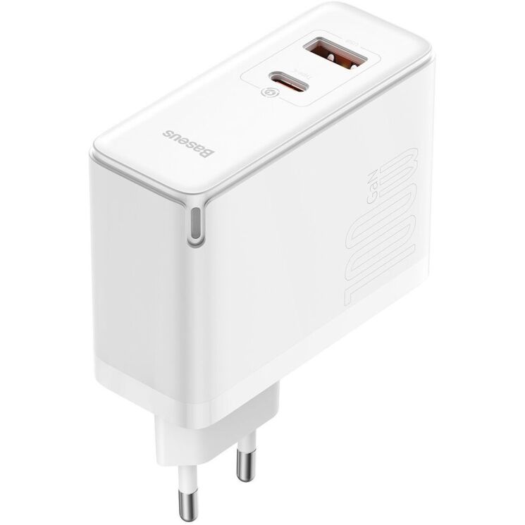 Сетевое зарядное устройство Baseus GaN5 Pro Fast Charger C+U 100W + кабель Type-C to Type-C (100W, 1m) CCGP090202 - White: фото 3 из 27