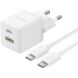 Сетевое зарядное устройство Baseus Palm C+U (30W) + кабель Type-C to Type-C (P1011160A213-01) - White (960182W). Фото 1 из 19