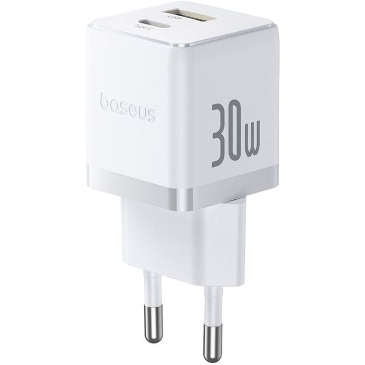 Сетевое зарядное устройство Baseus Palm C+U (30W) + кабель Type-C to Type-C (P1011160A213-01) - White: фото 5 из 19